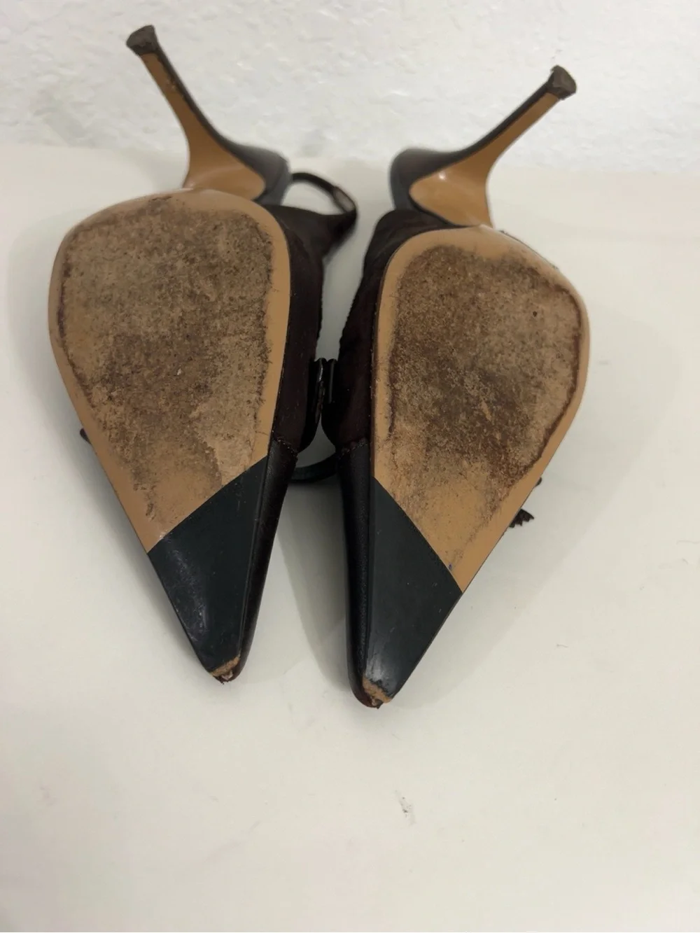 Vintage Dolce & Gabbana Brown Suede Bow Slingback Heels Size 39